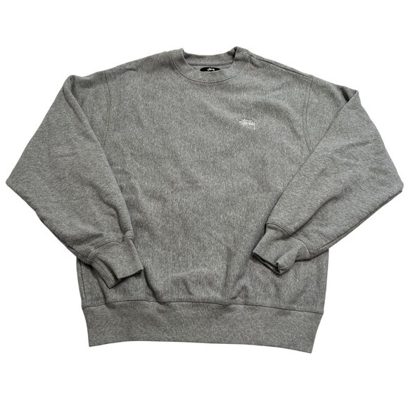 Stussy Stock Logo Crewneck Sweatshirt in Grey Heather - Picture 1 of 4
